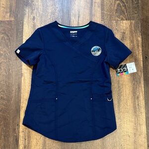 Scrubstar Women's Dark Blue Short Sleeve Scrub Top‎ Small NWT